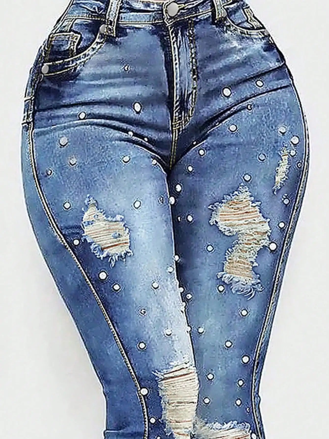 High Waisted Ripped Flared Jeans