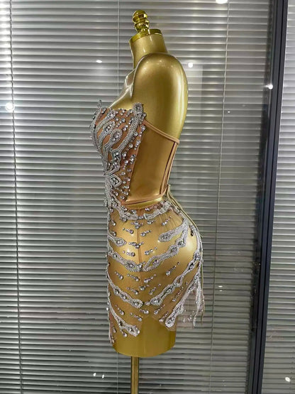Shining Sequins Sexy Strapless  Mini Dress