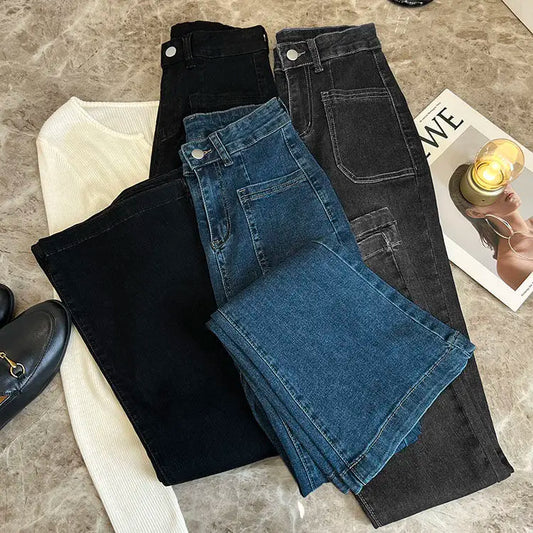 High Waist Trousers Loose Washed Denim Jeans