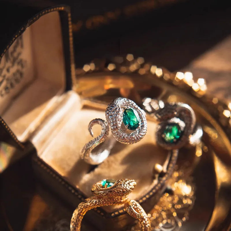 Unique Heavy-Duty Zircon Snake Ring