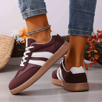 Women's Fashion Wine Red Flat Sneakers