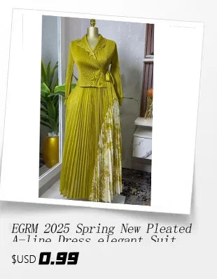 Pleated Long Dress Double Breasted