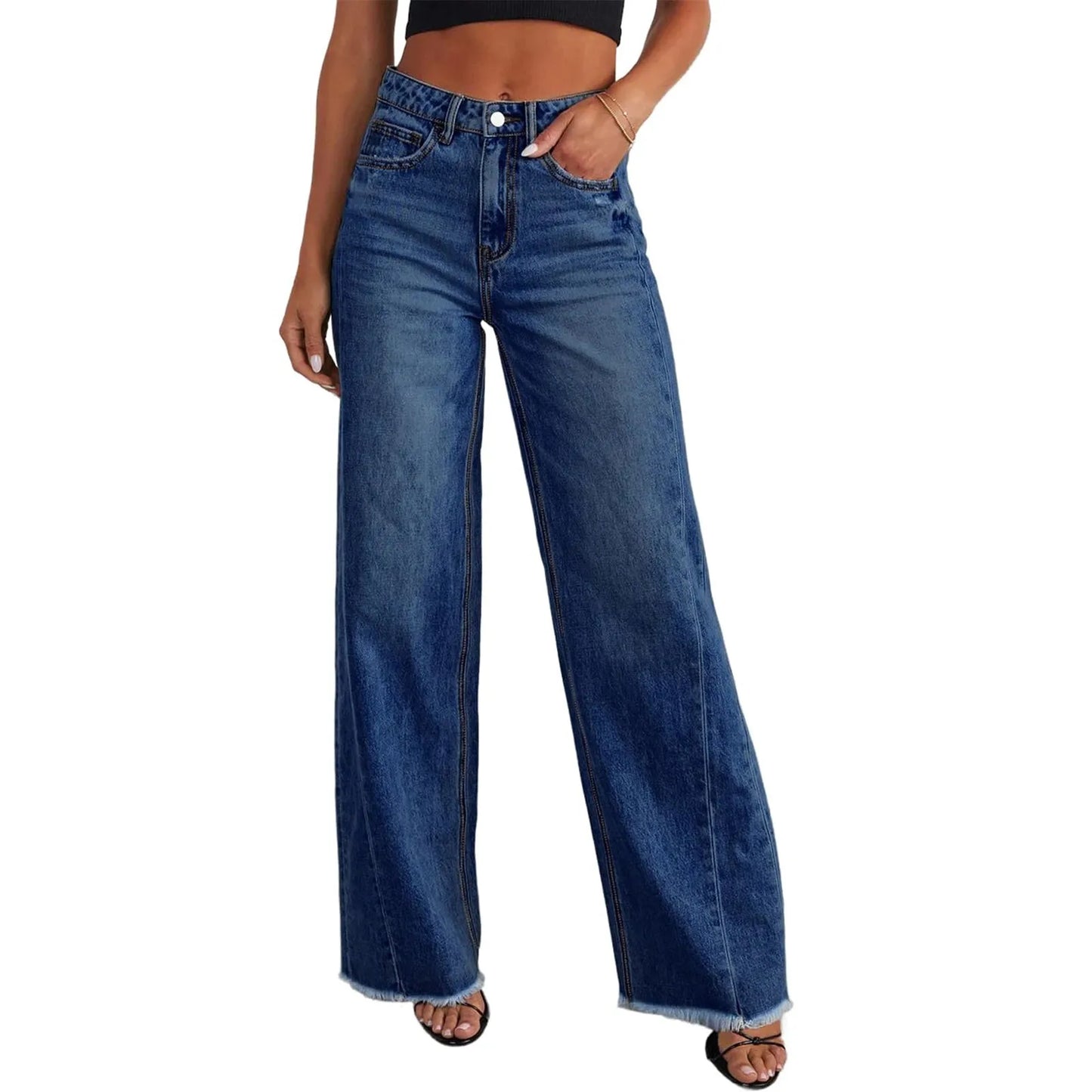 Retro High Waist Straight Leg Jeans