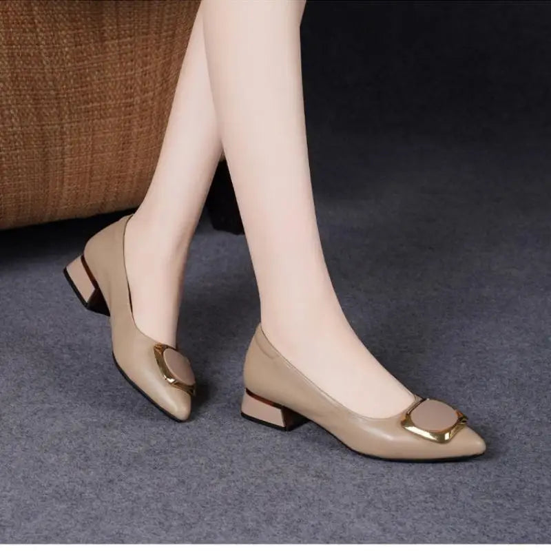 Women's Pointed-Toe Chunky Heel Pumps,