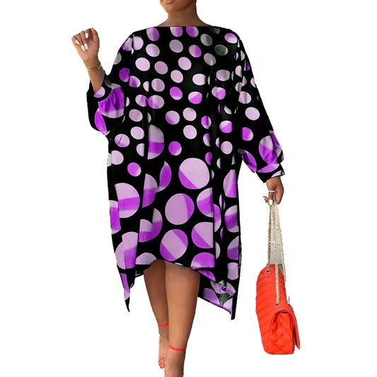 Fashionable casual plus size dress short in front and long in back, loose fit design for all seasons
