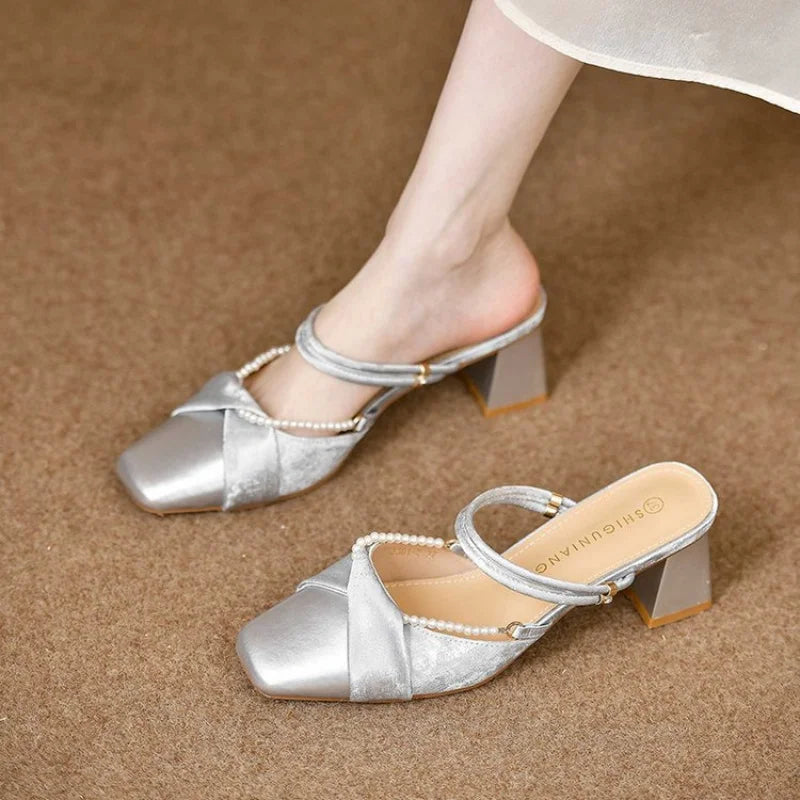 Stunning open-toe slip-on women's exquisite shoes