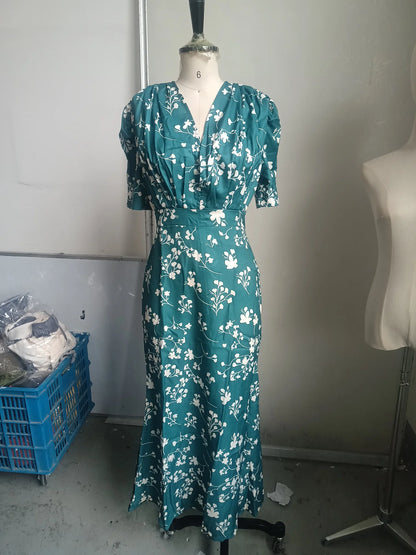 Floral Printed Blazer Shirt Maxi Skirt 2 Piece