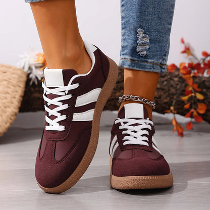 Women's Fashion Wine Red Flat Sneakers