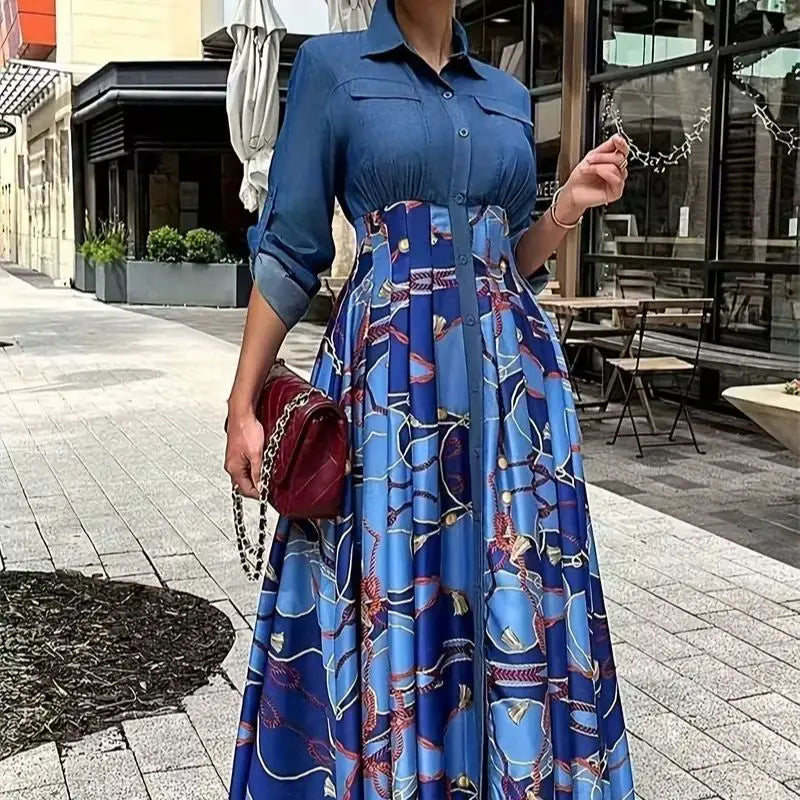 Women's Paisley Print Patchwork Dress