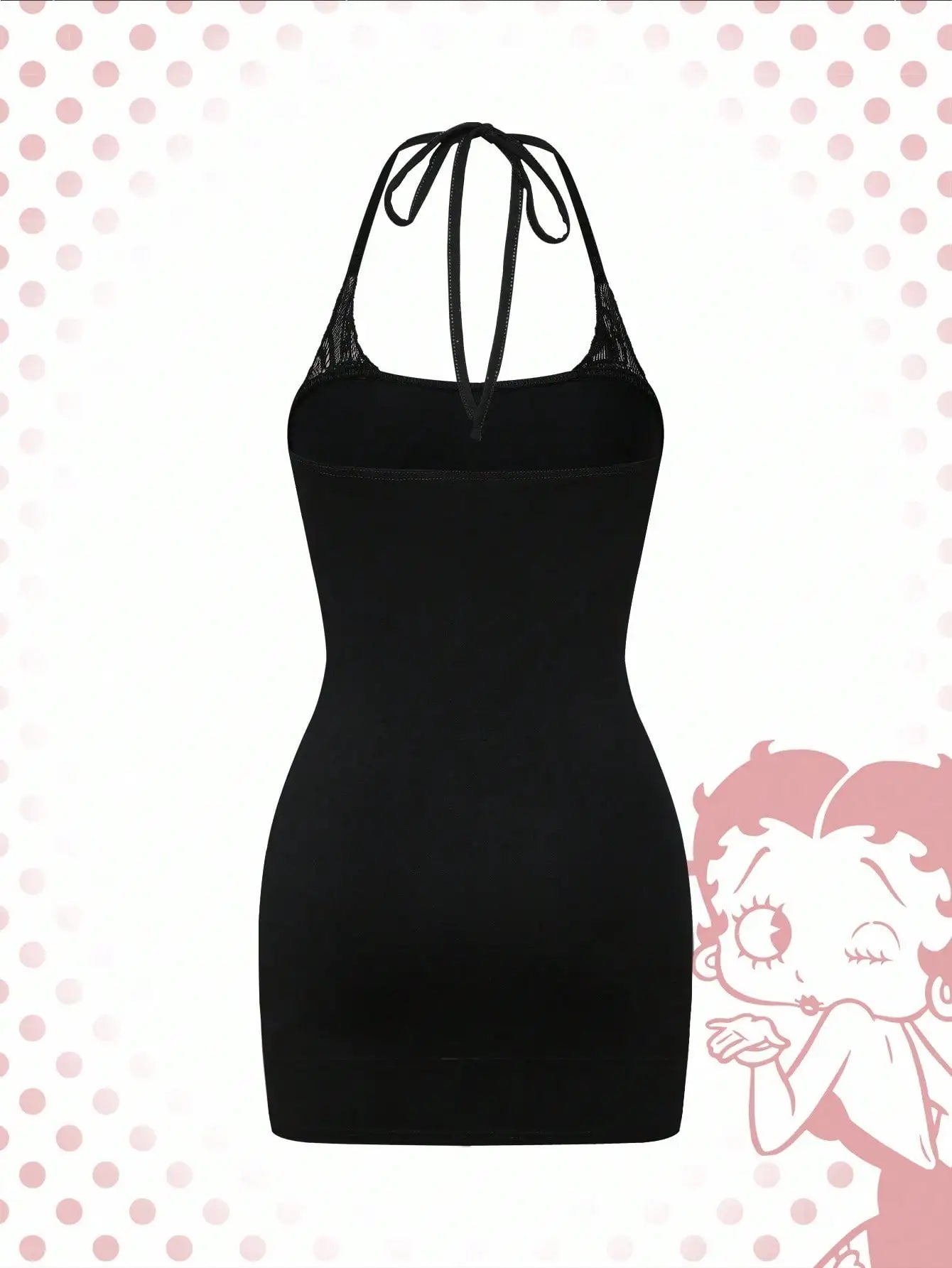 Cartoon Graphic Rhinestone Lace Dress