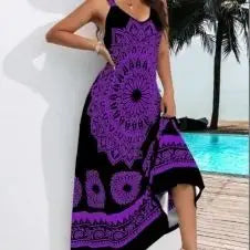 Women's Suspender Bohemian Backless Dress