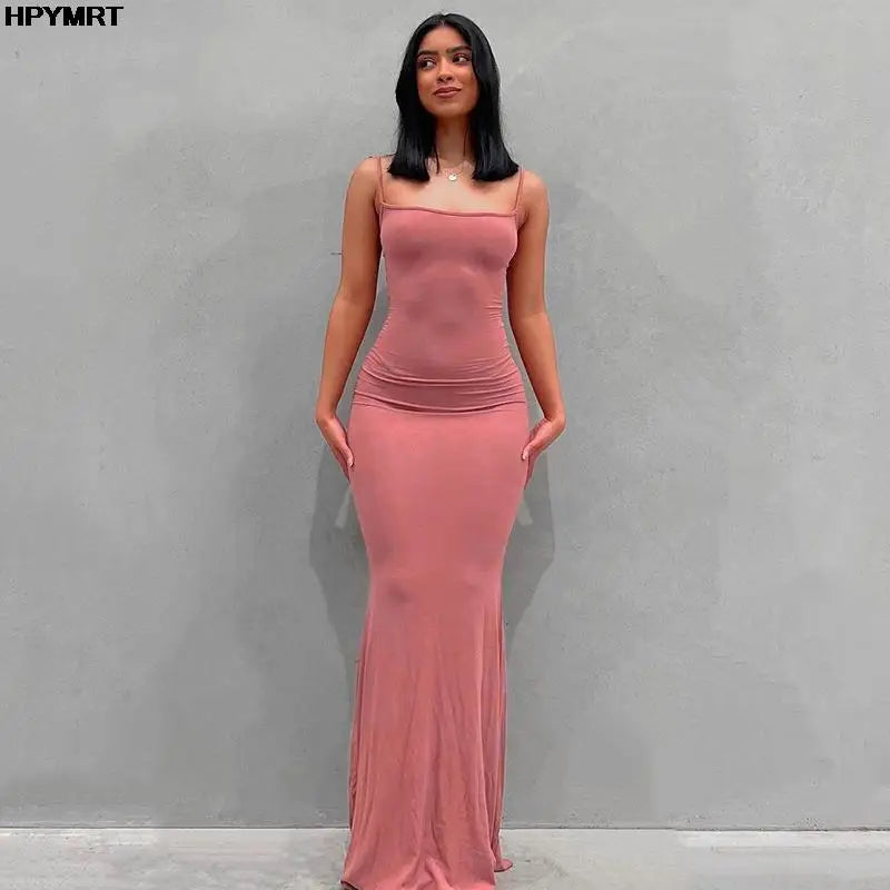 Satin Slip Sleeveless Backless Slim Maxi Dress