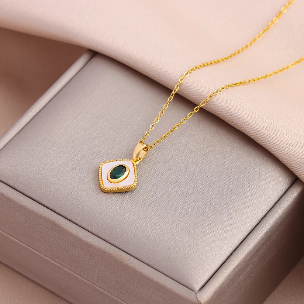 Green Zircon Crystal Pendant