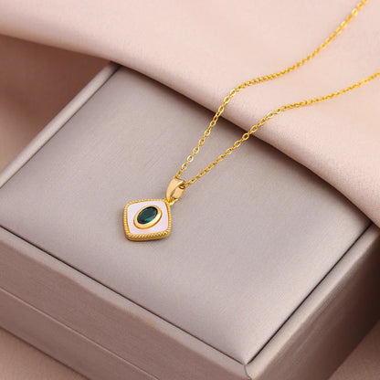 Green Zircon Crystal Pendant