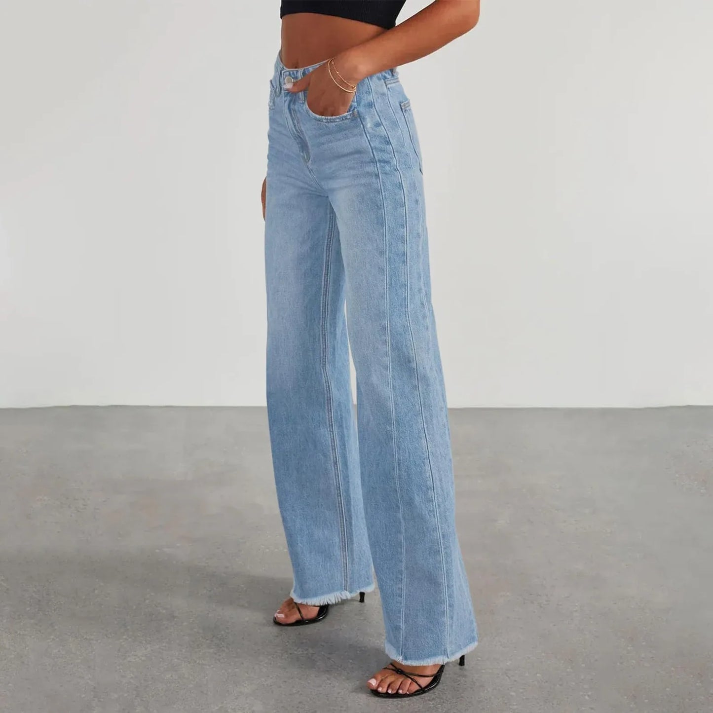 Retro High Waist Straight Leg Jeans