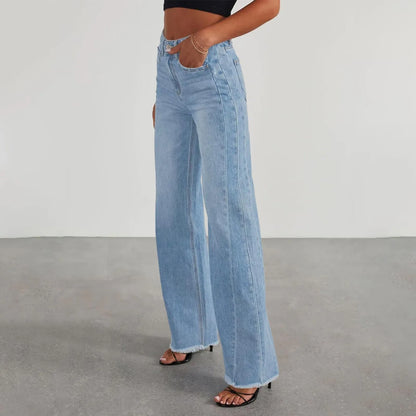 Retro High Waist Straight Leg Jeans