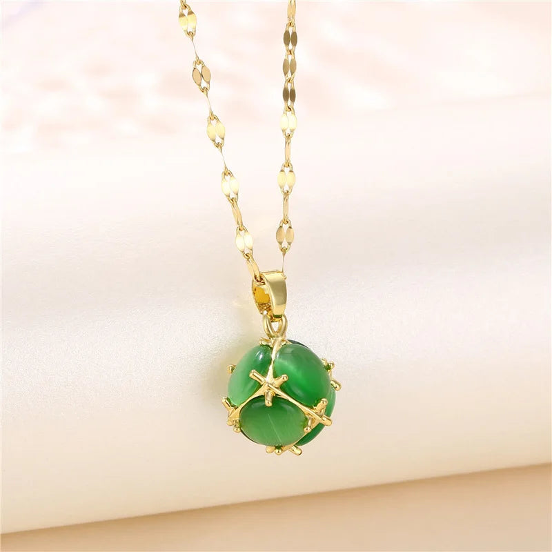 Green Zircon Crystal Pendant
