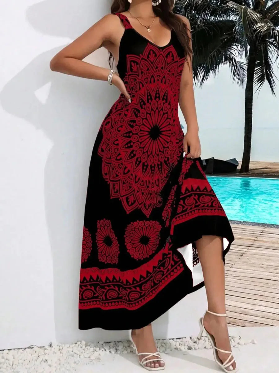Women's Suspender Bohemian Backless Dress