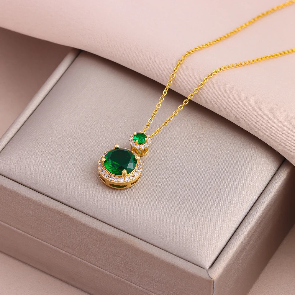 Green Zircon Crystal Pendant