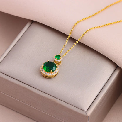 Green Zircon Crystal Pendant