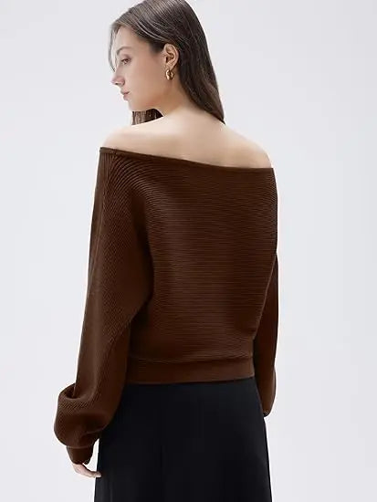 Cashmere Oversized Off Shoulder Pullover Sweaters