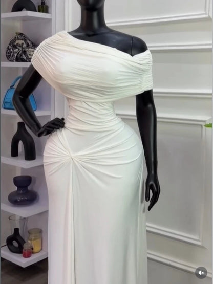Women Wrapped Waist One Shoulder Bodycon Dress