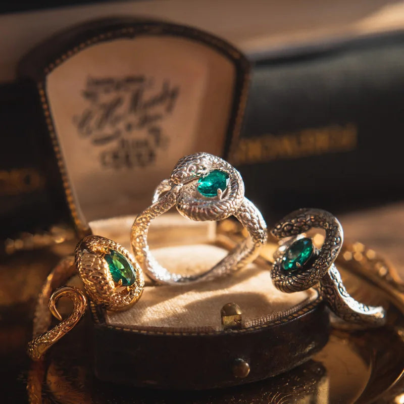 Unique Heavy-Duty Zircon Snake Ring