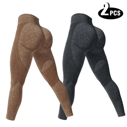 2 Pack High Waisted Sexy Butt Lifting Yoga Leggings