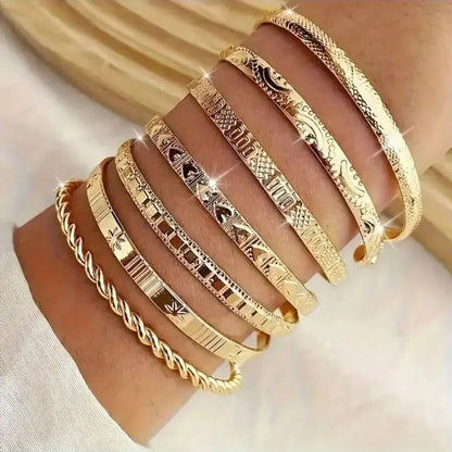 7-piece Metal Bead Decorative Bracelet