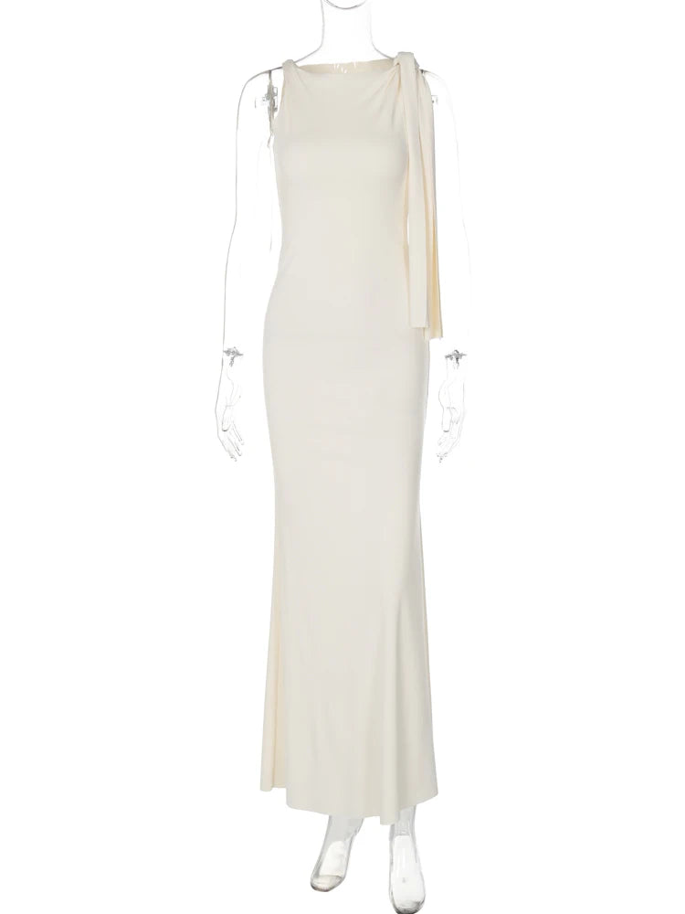 O Neck Sleeveless Patchwork Sexy Bodycon Maxi Dress