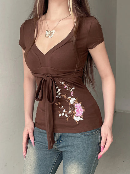Off-Shoulder Ruffle Sleeve Floral Print Blouse