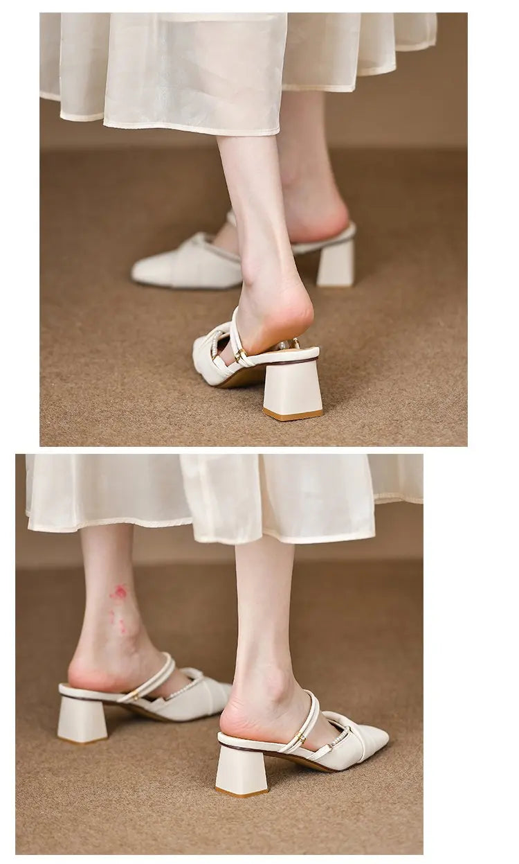 Stunning open-toe slip-on women's exquisite shoes