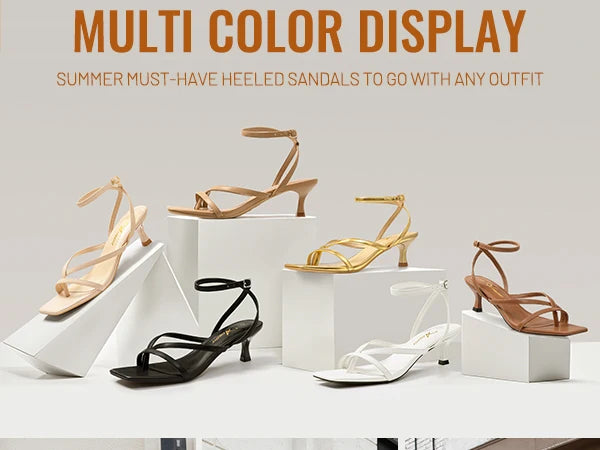 Strappy Kitten Heels Square Toe Sandals