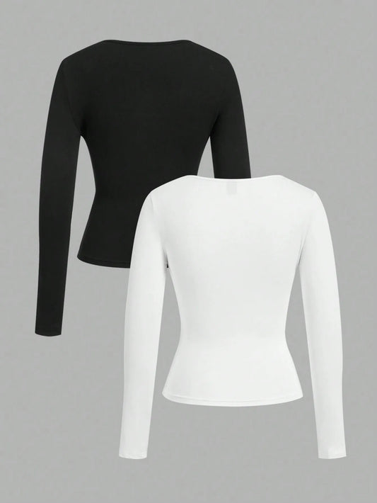 2-Pack Women's Square Neck T-Shirts -