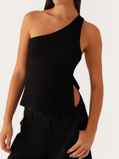 Elegant One Shoulder Blouse  Sleeveless
