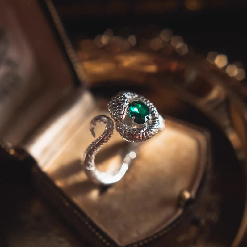 Unique Heavy-Duty Zircon Snake Ring