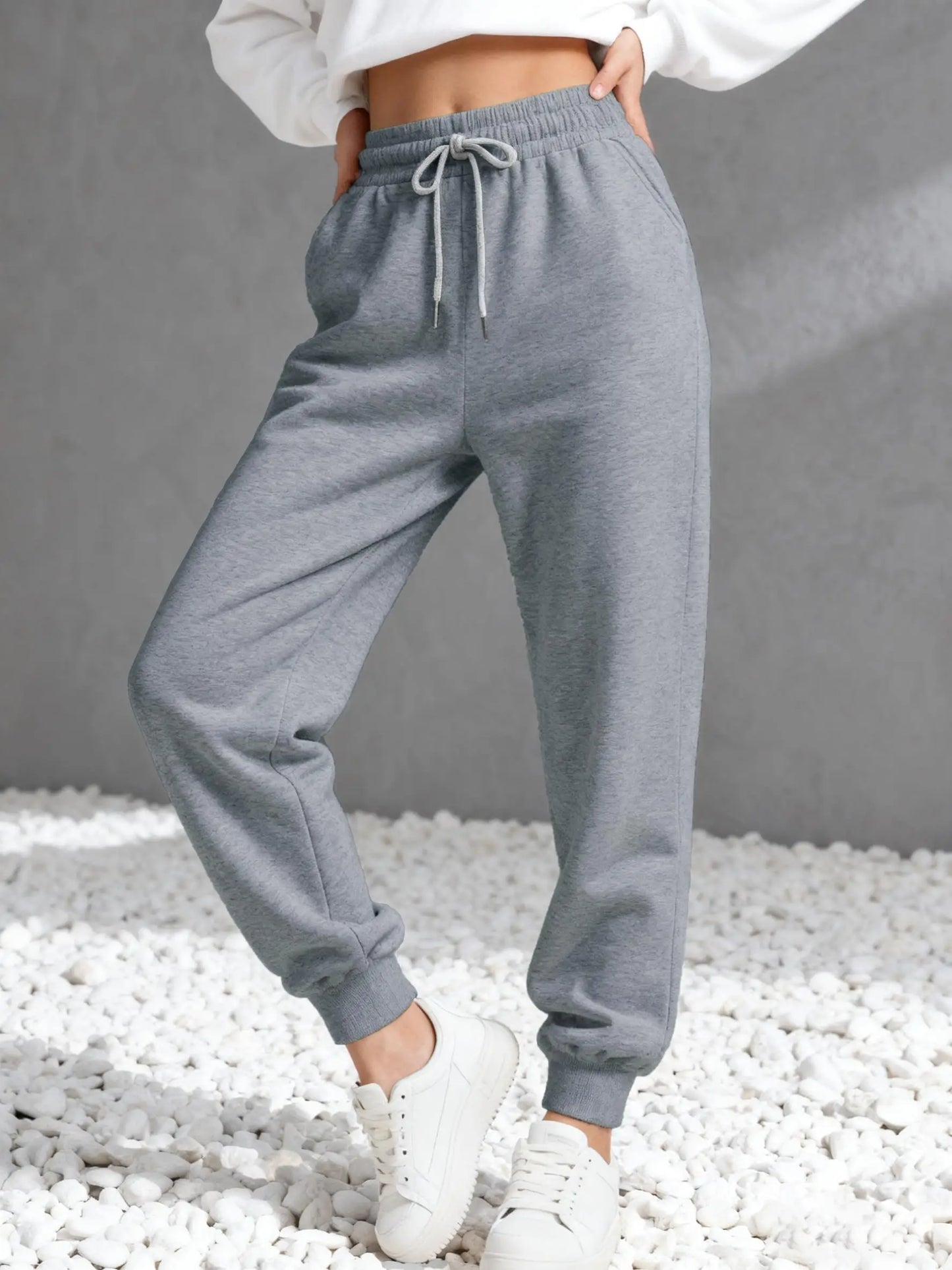 Womens Solid Color Autumn Sweatpants  Woman All-Match Drawstring Pant Y2K Colorful Jogging Pants Fashion Fleece Sportspants