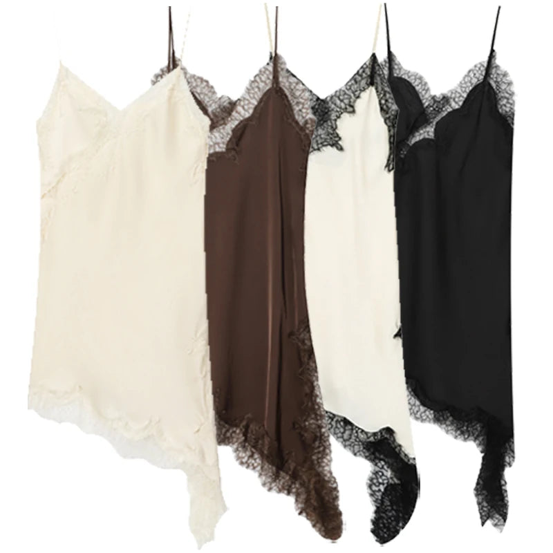 Dresses Lace Asymmetric Slip Dress