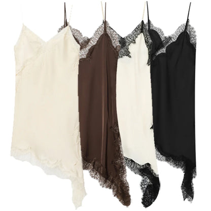 Dresses Lace Asymmetric Slip Dress