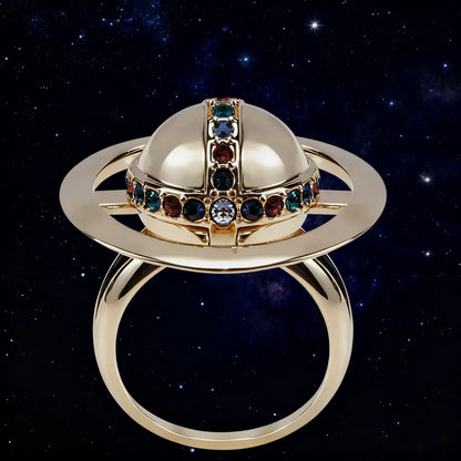 Sterling Silver Can Open Saturn  Ring
