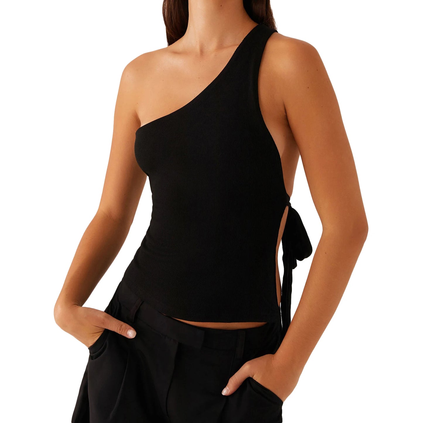 Elegant One Shoulder Blouse  Sleeveless