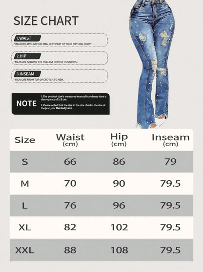 High Waisted Ripped Flared Jeans
