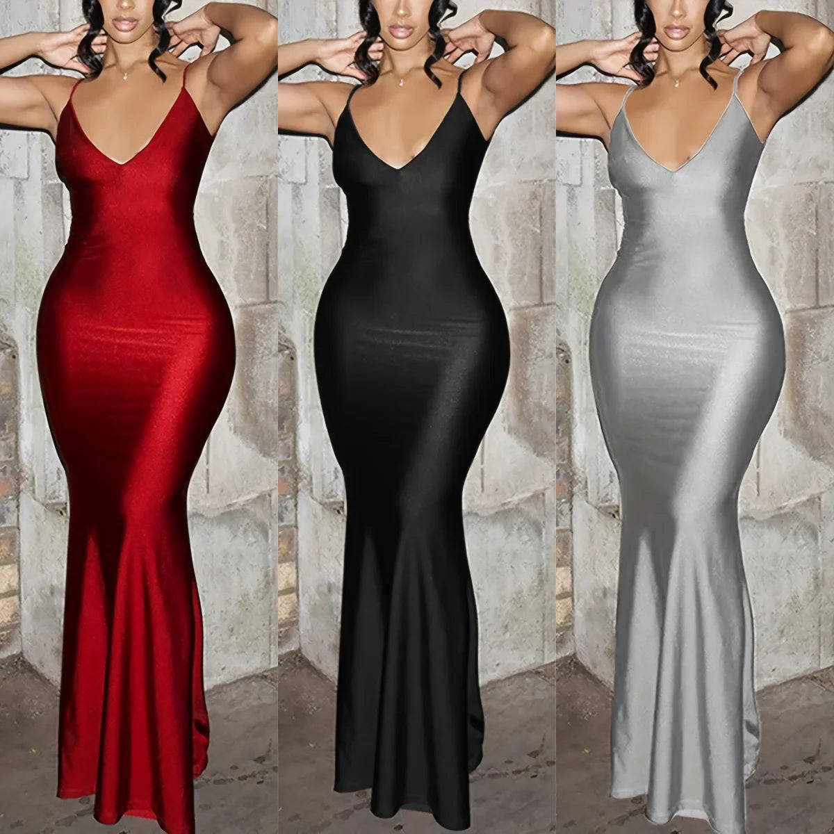 Sexy Sleeveless Backless  Spaghetti Strap Maxi Dress