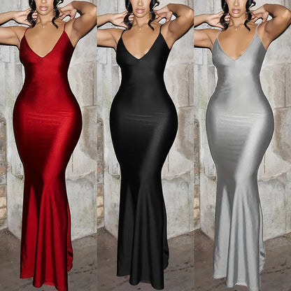 Sexy Sleeveless Backless  Spaghetti Strap Maxi Dress