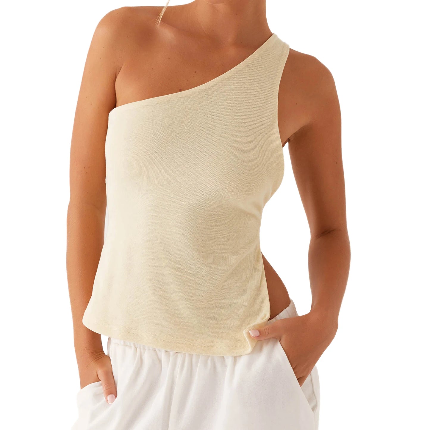 Elegant One Shoulder Blouse  Sleeveless