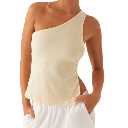 Elegant One Shoulder Blouse  Sleeveless