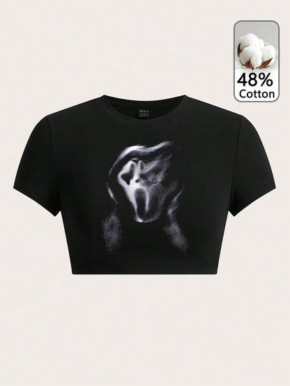 Black Crop Short Sleeve T-Shirt