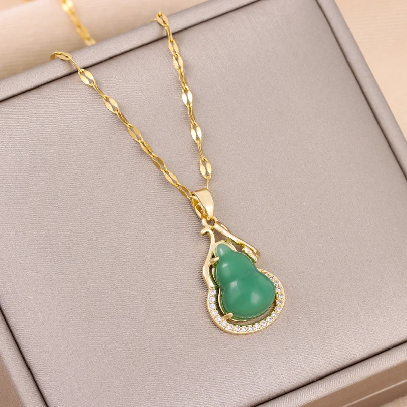 Green Zircon Crystal Pendant