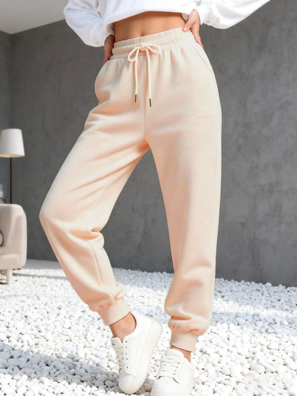 Womens Solid Color Autumn Sweatpants  Woman All-Match Drawstring Pant Y2K Colorful Jogging Pants Fashion Fleece Sportspants