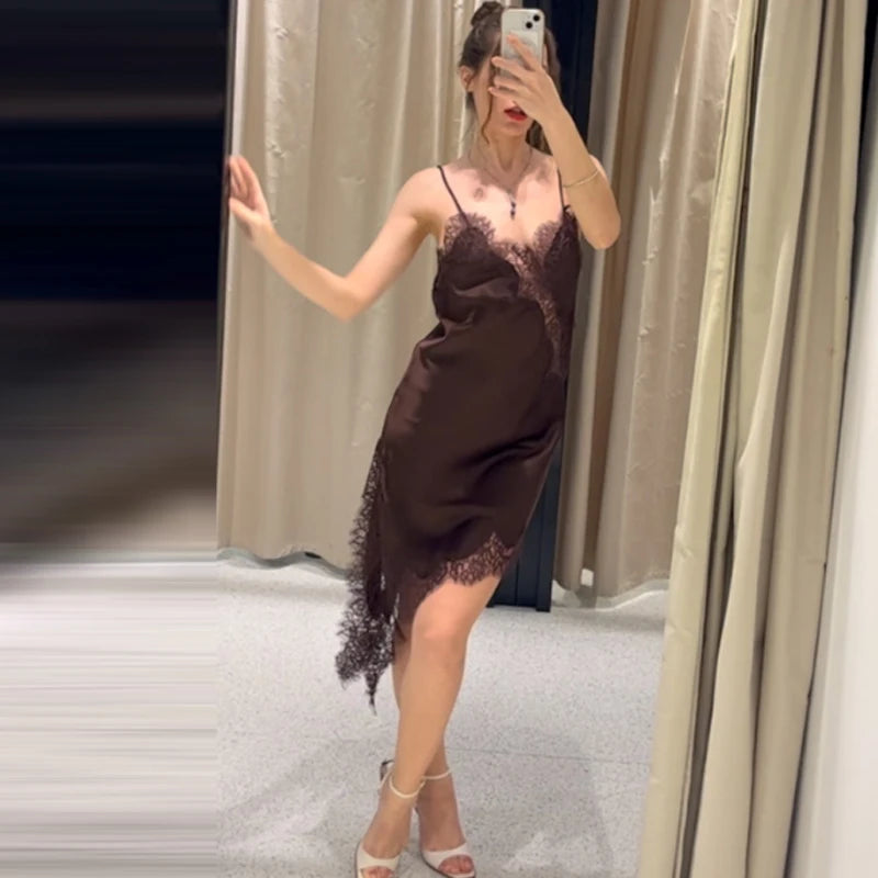 Dresses Lace Asymmetric Slip Dress